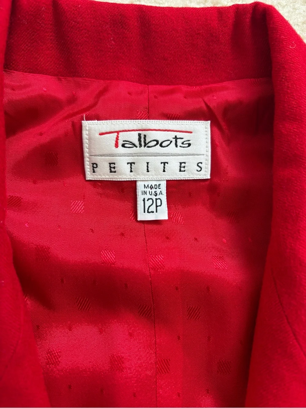 Vintage NWOT Talbots Petites worsted-wool red coat sz 12P made in USA elegant - Picture 2 of 9